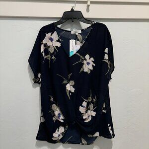 NWT Black and floral off shoulder womens top
